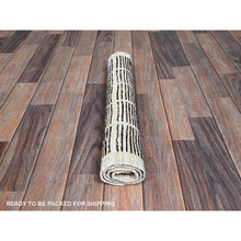 Load image into Gallery viewer, 2&#39;1&quot;x2&#39;7&quot; Chocolate Brown, Moroccan Weave with Grid Design, Textured Pile, Tone on Tone, Undyed Natural Wool, Hand Knotted, Sample, Mat, Oriental Rug FWR8328