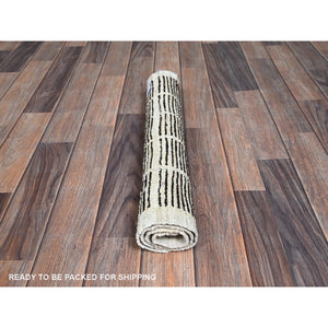 2'1"x2'7" Chocolate Brown, Moroccan Weave with Grid Design, Textured Pile, Tone on Tone, Undyed Natural Wool, Hand Knotted, Sample, Mat, Oriental Rug FWR8328