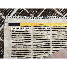 Load image into Gallery viewer, 2&#39;1&quot;x2&#39;7&quot; Chocolate Brown, Moroccan Weave with Grid Design, Textured Pile, Tone on Tone, Undyed Natural Wool, Hand Knotted, Sample, Mat, Oriental Rug FWR8328