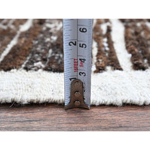 Load image into Gallery viewer, 2&#39;1&quot;x2&#39;7&quot; Chocolate Brown, Moroccan Weave With Box Design, Textured Pile, Undyed Natural Wool, Tone On Tone, Hand Knotted, Sample, Mat, Oriental Rug FWR8334