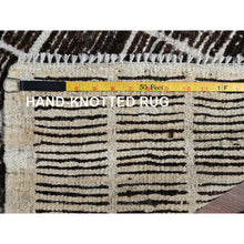 Load image into Gallery viewer, 2&#39;1&quot;x2&#39;7&quot; Chocolate Brown, Moroccan Weave With Box Design, Textured Pile, Undyed Natural Wool, Tone On Tone, Hand Knotted, Sample, Mat, Oriental Rug FWR8334