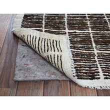 Load image into Gallery viewer, 2&#39;1&quot;x2&#39;8&quot; Chocolate Brown, Moroccan Weave With Grid Design, Textured Pile, Tone On Tone, Undyed Natural Wool, Hand Knotted, Mat, Sample, Oriental Rug FWR8340