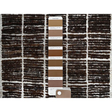 Load image into Gallery viewer, 2&#39;1&quot;x2&#39;8&quot; Chocolate Brown, Moroccan Weave With Grid Design, Textured Pile, Tone On Tone, Undyed Natural Wool, Hand Knotted, Mat, Sample, Oriental Rug FWR8340