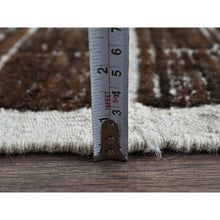 Load image into Gallery viewer, 2&#39;1&quot;x2&#39;8&quot; Chocolate Brown, Moroccan Weave With Grid Design, Textured Pile, Tone On Tone, Undyed Natural Wool, Hand Knotted, Mat, Sample, Oriental Rug FWR8340