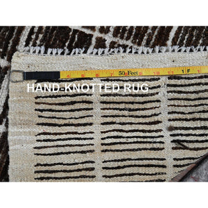 2'1"x2'8" Chocolate Brown, Moroccan Weave With Grid Design, Textured Pile, Tone On Tone, Undyed Natural Wool, Hand Knotted, Mat, Sample, Oriental Rug FWR8340