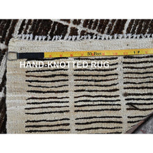 Load image into Gallery viewer, 2&#39;1&quot;x2&#39;8&quot; Chocolate Brown, Moroccan Weave With Grid Design, Textured Pile, Tone On Tone, Undyed Natural Wool, Hand Knotted, Mat, Sample, Oriental Rug FWR8340