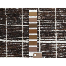 Load image into Gallery viewer, 2&#39;3&quot;x2&#39;8&quot; Chocolate Brown, Moroccan Weave With Grid Design, Textured Pile, Tone On Tone, Undyed Natural Wool, Hand Knotted, Sample, Mat, Oriental Rug FWR8346
