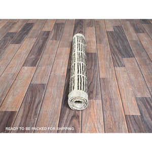 2'3"x2'8" Chocolate Brown, Moroccan Weave With Grid Design, Textured Pile, Tone On Tone, Undyed Natural Wool, Hand Knotted, Sample, Mat, Oriental Rug FWR8346
