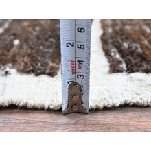 Load image into Gallery viewer, 2&#39;3&quot;x2&#39;8&quot; Chocolate Brown, Moroccan Weave With Grid Design, Textured Pile, Tone On Tone, Undyed Natural Wool, Hand Knotted, Sample, Mat, Oriental Rug FWR8346