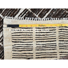 Load image into Gallery viewer, 2&#39;3&quot;x2&#39;8&quot; Chocolate Brown, Moroccan Weave With Grid Design, Textured Pile, Tone On Tone, Undyed Natural Wool, Hand Knotted, Sample, Mat, Oriental Rug FWR8346