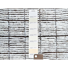 Load image into Gallery viewer, 2&#39;1&quot;x2&#39;8&quot; Daisy White, Moroccan Weave With Grid Design, Textured Pile, Tone On Tone, Undyed Natural Wool, Hand Knotted, Mat, Sample, Oriental Rug FWR8352