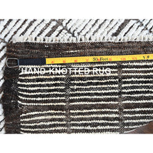 Load image into Gallery viewer, 2&#39;1&quot;x2&#39;8&quot; Daisy White, Moroccan Weave With Grid Design, Textured Pile, Tone On Tone, Undyed Natural Wool, Hand Knotted, Mat, Sample, Oriental Rug FWR8352
