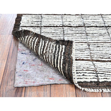 Load image into Gallery viewer, 2&#39;1&quot;x3&#39; Vista White, Moroccan Weave With Box Design, Tone On Tone, Textured Pile, Undyed Natural Wool, Hand Knotted, Sample, Mat, Oriental Rug FWR8358