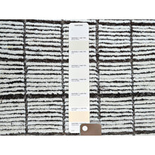 Load image into Gallery viewer, 2&#39;1&quot;x3&#39; Vista White, Moroccan Weave With Box Design, Tone On Tone, Textured Pile, Undyed Natural Wool, Hand Knotted, Sample, Mat, Oriental Rug FWR8358
