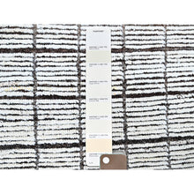 Load image into Gallery viewer, 2&#39;1&quot;x2&#39;10&quot; Cotton White, Moroccan Weave With Grid Design, Textured Pile, Undyed Natural Wool, Hand Knotted, Tone On Tone, Mat, Sample, Oriental Rug FWR8364