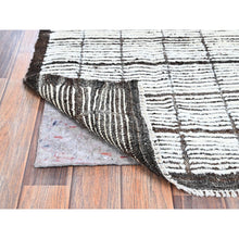 Load image into Gallery viewer, 2&#39;1&quot;x3&#39; Brilliant White, Moroccan Weave With Box Design, Textured Pile, Tone On Tone, Undyed Natural Wool, Hand Knotted, Mat, Sample, Oriental Rug FWR8370