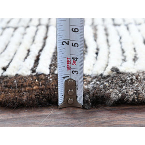 2'1"x3' Brilliant White, Moroccan Weave With Box Design, Textured Pile, Tone On Tone, Undyed Natural Wool, Hand Knotted, Mat, Sample, Oriental Rug FWR8370
