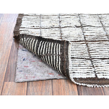 Load image into Gallery viewer, 2&#39;1&quot;x2&#39;8&quot; Vista White, Tone On Tone, Moroccan Weave With Box Design, Textured Pile, Undyed Natural Wool, Hand Knotted, Mat, Sample, Oriental Rug FWR8376