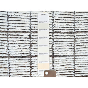 2'1"x2'8" Vista White, Tone On Tone, Moroccan Weave With Box Design, Textured Pile, Undyed Natural Wool, Hand Knotted, Mat, Sample, Oriental Rug FWR8376