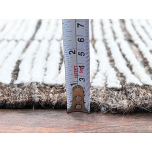 2'1"x2'8" Vista White, Tone On Tone, Moroccan Weave With Box Design, Textured Pile, Undyed Natural Wool, Hand Knotted, Mat, Sample, Oriental Rug FWR8376