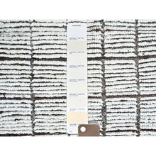 Load image into Gallery viewer, 2&#39;1&quot;x2&#39;8&quot; Snow White, Moroccan Weave With Box Design, Tone On Tone, Textured Pile, Undyed Natural Wool, Hand Knotted, Mat, Sample, Oriental Rug FWR8382