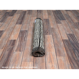 2'1"x2'8" Snow White, Moroccan Weave With Box Design, Tone On Tone, Textured Pile, Undyed Natural Wool, Hand Knotted, Mat, Sample, Oriental Rug FWR8382