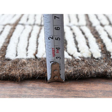 Load image into Gallery viewer, 2&#39;1&quot;x2&#39;8&quot; Snow White, Moroccan Weave With Box Design, Tone On Tone, Textured Pile, Undyed Natural Wool, Hand Knotted, Mat, Sample, Oriental Rug FWR8382