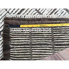 Load image into Gallery viewer, 2&#39;1&quot;x2&#39;8&quot; Snow White, Moroccan Weave With Box Design, Tone On Tone, Textured Pile, Undyed Natural Wool, Hand Knotted, Mat, Sample, Oriental Rug FWR8382