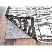 Load image into Gallery viewer, 2&#39;2&quot;x2&#39;8&quot; Daisy White, Moroccan Weave With Grid Design, Textured Pile, Tone On Tone, Undyed Natural Wool, Hand Knotted, Sample, Mat, Oriental Rug FWR8388