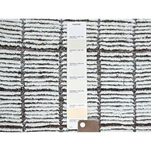 Load image into Gallery viewer, 2&#39;2&quot;x2&#39;8&quot; Daisy White, Moroccan Weave With Grid Design, Textured Pile, Tone On Tone, Undyed Natural Wool, Hand Knotted, Sample, Mat, Oriental Rug FWR8388