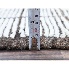 Load image into Gallery viewer, 2&#39;2&quot;x2&#39;8&quot; Daisy White, Moroccan Weave With Grid Design, Textured Pile, Tone On Tone, Undyed Natural Wool, Hand Knotted, Sample, Mat, Oriental Rug FWR8388