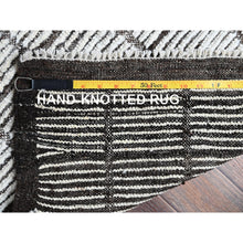 Load image into Gallery viewer, 2&#39;2&quot;x2&#39;8&quot; Daisy White, Moroccan Weave With Grid Design, Textured Pile, Tone On Tone, Undyed Natural Wool, Hand Knotted, Sample, Mat, Oriental Rug FWR8388