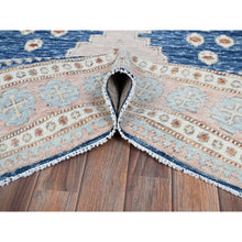 Load image into Gallery viewer, 5&#39;x6&#39;10&quot; Yale Blue, Anatolian Village Inspired With Geometric Design, 100% Wool, Cropped Low, Zero Pile, Hand Knotted, Oriental Rug FWR8496