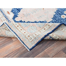 Load image into Gallery viewer, 5&#39;x6&#39;10&quot; Yale Blue, Anatolian Village Inspired With Geometric Design, 100% Wool, Cropped Low, Zero Pile, Hand Knotted, Oriental Rug FWR8496
