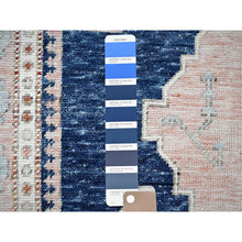 Load image into Gallery viewer, 5&#39;x6&#39;10&quot; Yale Blue, Anatolian Village Inspired with Geometric Design, 100% Wool, Cropped Low, Zero Pile, Hand Knotted, Oriental Rug FWR8496