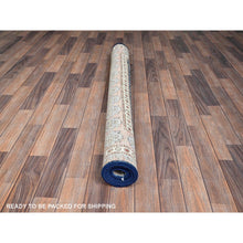 Load image into Gallery viewer, 5&#39;x6&#39;10&quot; Yale Blue, Anatolian Village Inspired with Geometric Design, 100% Wool, Cropped Low, Zero Pile, Hand Knotted, Oriental Rug FWR8496