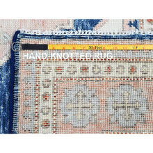 Load image into Gallery viewer, 5&#39;x6&#39;10&quot; Yale Blue, Anatolian Village Inspired With Geometric Design, 100% Wool, Cropped Low, Zero Pile, Hand Knotted, Oriental Rug FWR8496