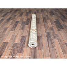 Load image into Gallery viewer, 4&#39;6&quot;x6&#39;9&quot; Faded Rose, Pure Wool, Anatolian Village Inspired With Geometric Design, Cropped Low, Zero Pile, Hand Knotted, Oriental Rug FWR8514