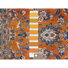 Load image into Gallery viewer, 9&#39;8&quot;x12&#39;8&quot; Cinnabar Red, Hand Knotted, Soft And Shiny Wool, Natural Dyes, Persian Kashan, Centre Geometric Element And Broad Borders, Vintage Oriental Rug FWR858