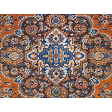 Load image into Gallery viewer, 9&#39;8&quot;x12&#39;8&quot; Cinnabar Red, Hand Knotted, Soft And Shiny Wool, Natural Dyes, Persian Kashan, Centre Geometric Element And Broad Borders, Vintage Oriental Rug FWR858