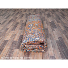 Load image into Gallery viewer, 9&#39;8&quot;x12&#39;8&quot; Cinnabar Red, Hand Knotted, Soft And Shiny Wool, Natural Dyes, Persian Kashan, Centre Geometric Element And Broad Borders, Vintage Oriental Rug FWR858