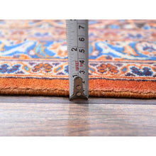 Load image into Gallery viewer, 9&#39;8&quot;x12&#39;8&quot; Cinnabar Red, Hand Knotted, Soft And Shiny Wool, Natural Dyes, Persian Kashan, Centre Geometric Element And Broad Borders, Vintage Oriental Rug FWR858
