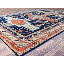 Load image into Gallery viewer, 9&#39;10&quot;x13&#39;7&quot; Astros Navy Blue, Armenian Inspired Caucasian Design, 200 Kpsi, Hand Knotted With Small Bird Figurines, Velvety Wool, Densely Woven Vegetable Dyes Oriental Rug FWR864