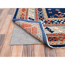 Load image into Gallery viewer, 9&#39;10&quot;x13&#39;7&quot; Astros Navy Blue, Armenian Inspired Caucasian Design, 200 Kpsi, Hand Knotted With Small Bird Figurines, Velvety Wool, Densely Woven Vegetable Dyes Oriental Rug FWR864