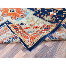 Load image into Gallery viewer, 9&#39;10&quot;x13&#39;7&quot; Astros Navy Blue, Armenian Inspired Caucasian Design, 200 Kpsi, Hand Knotted With Small Bird Figurines, Velvety Wool, Densely Woven Vegetable Dyes Oriental Rug FWR864