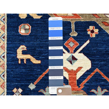 Load image into Gallery viewer, 9&#39;10&quot;x13&#39;7&quot; Astros Navy Blue, Armenian Inspired Caucasian Design, 200 Kpsi, Hand Knotted With Small Bird Figurines, Velvety Wool, Densely Woven Vegetable Dyes Oriental Rug FWR864