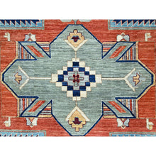Load image into Gallery viewer, 9&#39;10&quot;x13&#39;7&quot; Astros Navy Blue, Armenian Inspired Caucasian Design, 200 Kpsi, Hand Knotted With Small Bird Figurines, Velvety Wool, Densely Woven Vegetable Dyes Oriental Rug FWR864