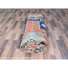 Load image into Gallery viewer, 9&#39;10&quot;x13&#39;7&quot; Astros Navy Blue, Armenian Inspired Caucasian Design, 200 Kpsi, Hand Knotted With Small Bird Figurines, Velvety Wool, Densely Woven Vegetable Dyes Oriental Rug FWR864