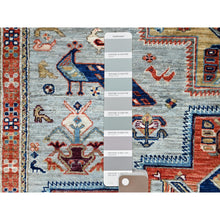 Load image into Gallery viewer, 4&#39;1&quot;x9&#39;10&quot; Misty Gray, Natural Dyes, Hand Knotted Densely Woven, Pure Wool, Armenian Inspired Caucasian Design, 200 KPSI, Runner Oriental Rug FWR876