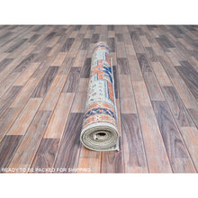 Load image into Gallery viewer, 4&#39;1&quot;x9&#39;10&quot; Misty Gray, Natural Dyes, Hand Knotted Densely Woven, Pure Wool, Armenian Inspired Caucasian Design, 200 Kpsi, Runner Oriental Rug FWR876